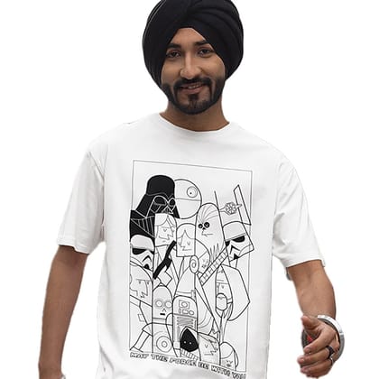 EqualLife Pure Cotton Bio-Washed Chest Printed T-Shirt - Sifi Series - Star Wars Tribute - by ZingerTees-Men-EL9120564-M