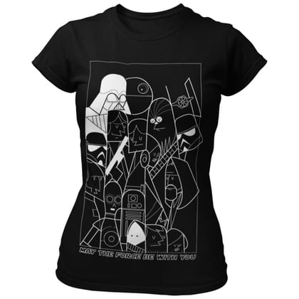 EqualLife Pure Cotton Bio-Washed Chest Printed T-Shirt - Sifi Series - Star Wars Tribute - by ZingerTees-Women-EL9120564-F