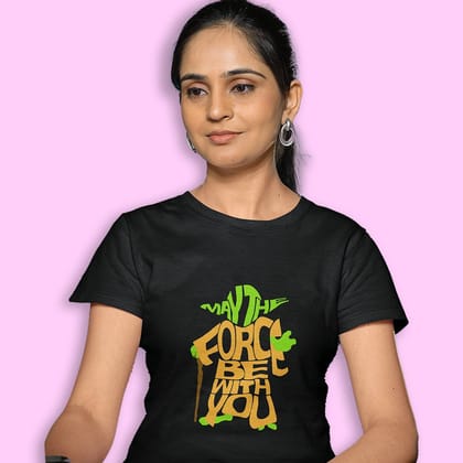 EqualLife Pure Cotton Bio-Washed Chest Printed T-Shirt - Sifi Series - Yoda The Great Design 2 - by ZingerTees-Women-EL9120568-F
