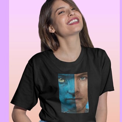 EqualLife Pure Cotton Bio-Washed T-Shirt Chest Printed-Science Fiction Avatar Jake Sully Design-by ZingerTees-Women-EL9120460-F