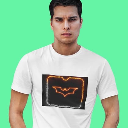 EqualLife Pure Cotton Bio-Washed T-Shirt Chest Printed-Batman Neon Icon Design-6-by ZingerTees-Men-EL9120417-M