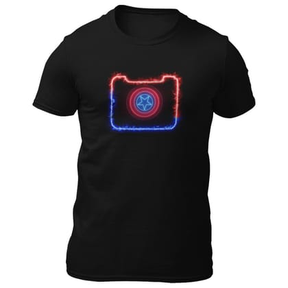 EqualLife Pure Cotton Bio-Washed T-Shirt Chest Printed-Captain America Neon Icon Design-7-by ZingerTees-Men-EL9120418-M