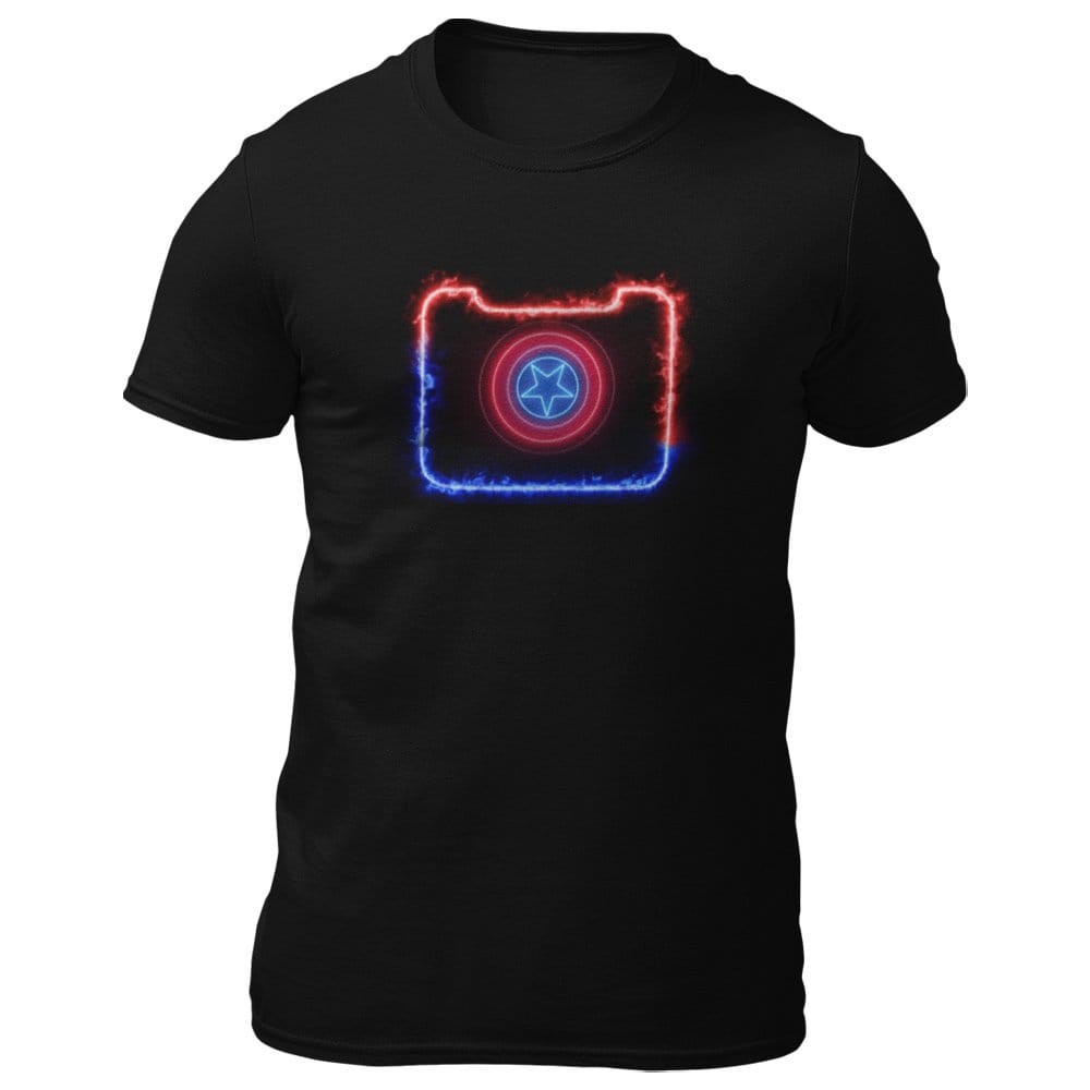 EqualLife Pure Cotton Bio-Washed T-Shirt Chest Printed-Captain America Neon Icon Design-7-by ZingerTees-Men-EL9120418-M