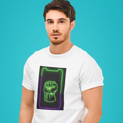EqualLife Pure Cotton Bio-Washed T-Shirt Chest Printed-The Hulk Neon Icon Design-8-by ZingerTees-Men-EL9120419-M