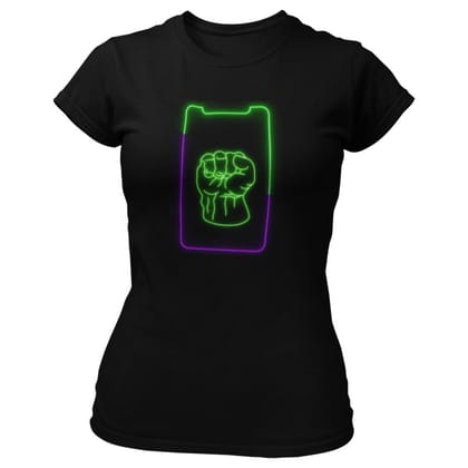 EqualLife Pure Cotton Bio-Washed T-Shirt Chest Printed-The Hulk Neon Icon Design-8-by ZingerTees-Women-EL9120419-F