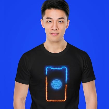 EqualLife Pure Cotton Bio-Washed T-Shirt Chest Printed-Iron Man Neon Icon Design-9-by ZingerTees-Men-EL9120420-M