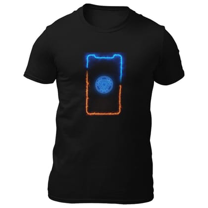 EqualLife Pure Cotton Bio-Washed T-Shirt Chest Printed-Iron Man Neon Icon Design-9-by ZingerTees-Men-EL9120420-M