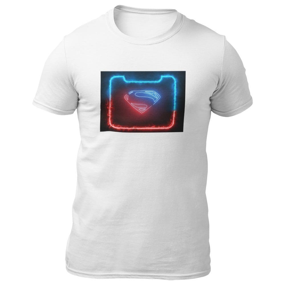 EqualLife Pure Cotton Bio-Washed T-Shirt Chest Printed-Superman Neon Icon Design-10-by ZingerTees-Men-EL9120421-M