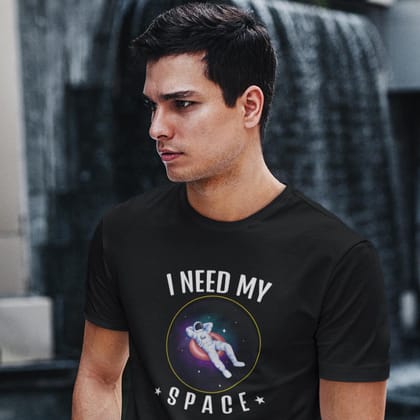 EqualLife Pure Cotton Bio-Washed T-Shirt Chest Printed-Funny Alien Message 2 - I Need My Space Design-by ZingerTees-Men-EL9120127-M