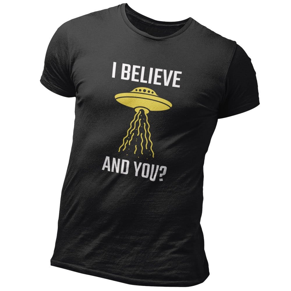 EqualLife Pure Cotton Bio-Washed T-Shirt Chest Printed-Funny Alien Message 3 - I Believe and You? Design-by ZingerTees-Men-EL9120128-M
