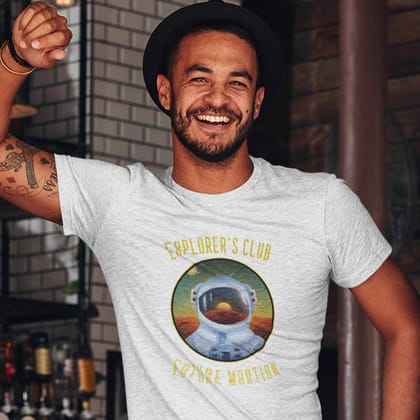 EqualLife Pure Cotton Bio-Washed T-Shirt Chest Printed-Funny Alien Message 4 - Future Martian Design-by ZingerTees-Men-EL9120129-M