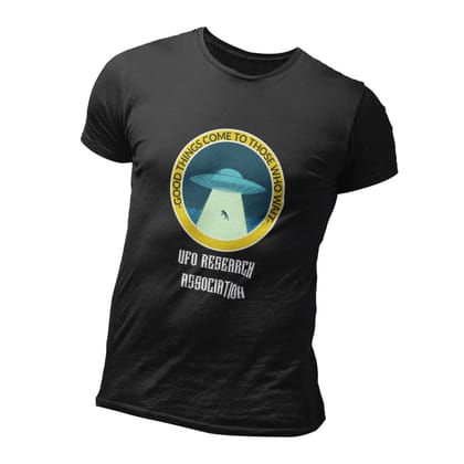 EqualLife Pure Cotton Bio-Washed T-Shirt Chest Printed-Funny Alien Message 5 - UFO Research Association Design -by ZingerTees-Men-EL9120130-M