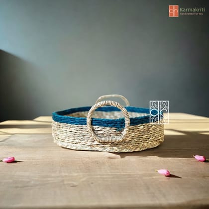 Eco-conscious round seagrass basket