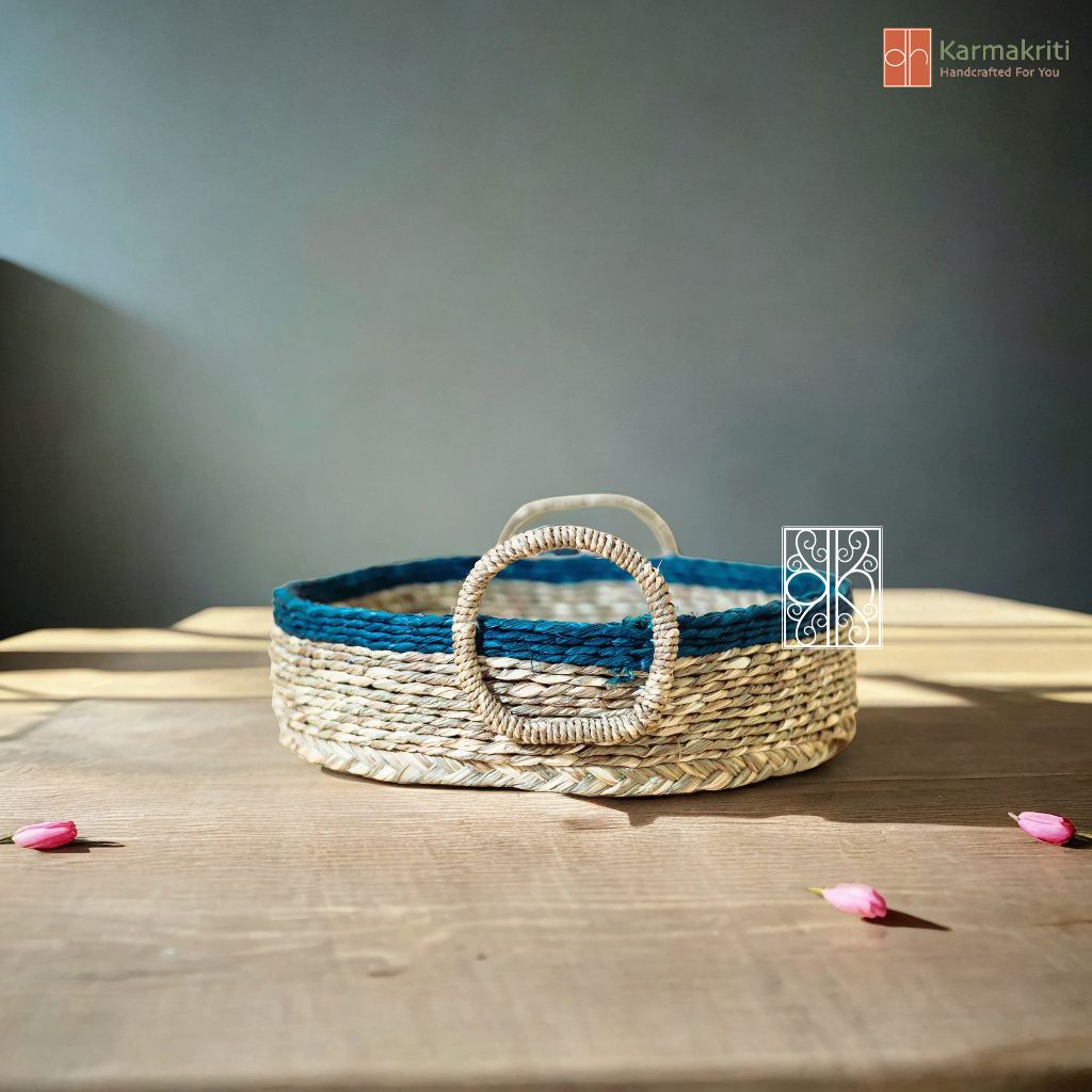 Eco-conscious round seagrass basket