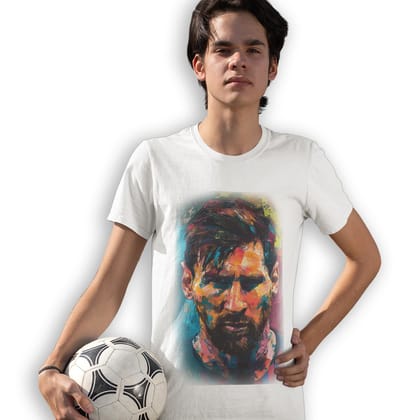 EqualLife Pure Cotton Bio-Washed Chest Printed T-Shirt - Football Series - Artistic Icon Vision - by ZingerTees-Men-EL9120592-M