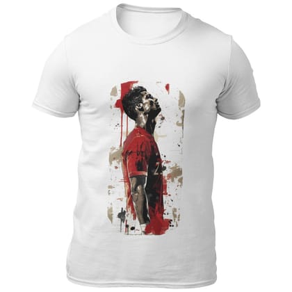 EqualLife Pure Cotton Bio-Washed Chest Printed T-Shirt - Football Series - CR7 The Red legend - by ZingerTees-Men-EL9120589-M