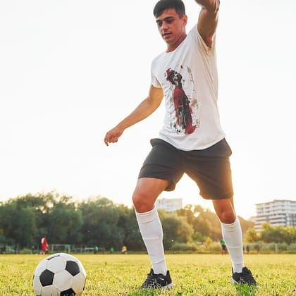 EqualLife Pure Cotton Bio-Washed Chest Printed T-Shirt - Football Series - CR7 The Red legend - by ZingerTees-Men-EL9120589-M