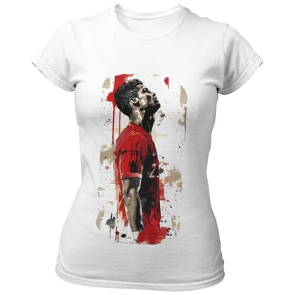 EqualLife Pure Cotton Bio-Washed Chest Printed T-Shirt - Football Series - CR7 The Red legend - by ZingerTees-Women-EL9120589-F