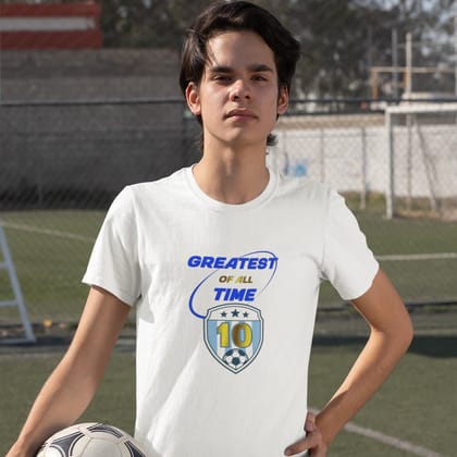 EqualLife Pure Cotton Bio-Washed T-Shirt Chest Printed-Football Series - Greatest Of All Time - Tribiute to Messi and Maradona Design-by ZingerTees-Men-EL9120235-M