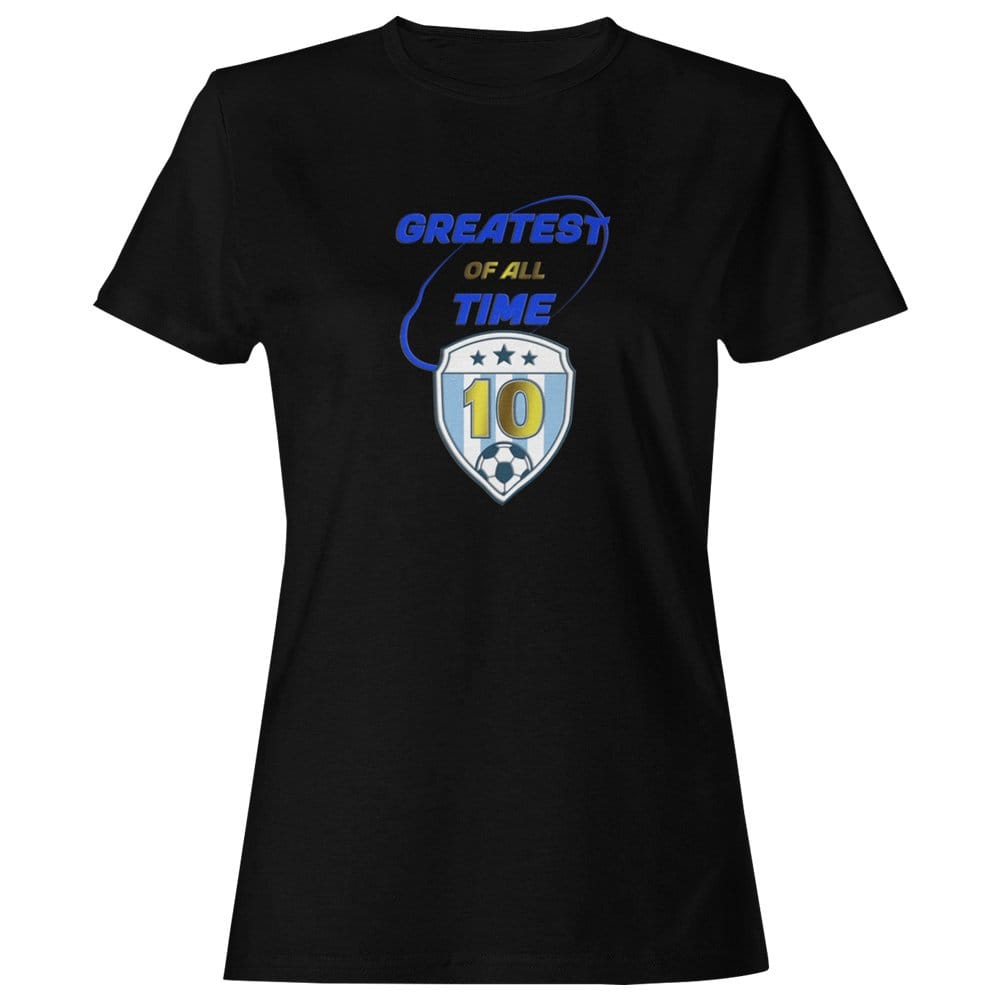 EqualLife Pure Cotton Bio-Washed T-Shirt Chest Printed-Football Series - Greatest Of All Time - Tribiute to Messi and Maradona Design-by ZingerTees-Women-EL9120235-F