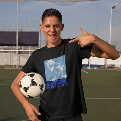 EqualLife Pure Cotton Bio-Washed T-Shirt Chest Printed-Football Series - The 2022 World Champion Argentina Design No.2-by ZingerTees-Men-EL9120234-M