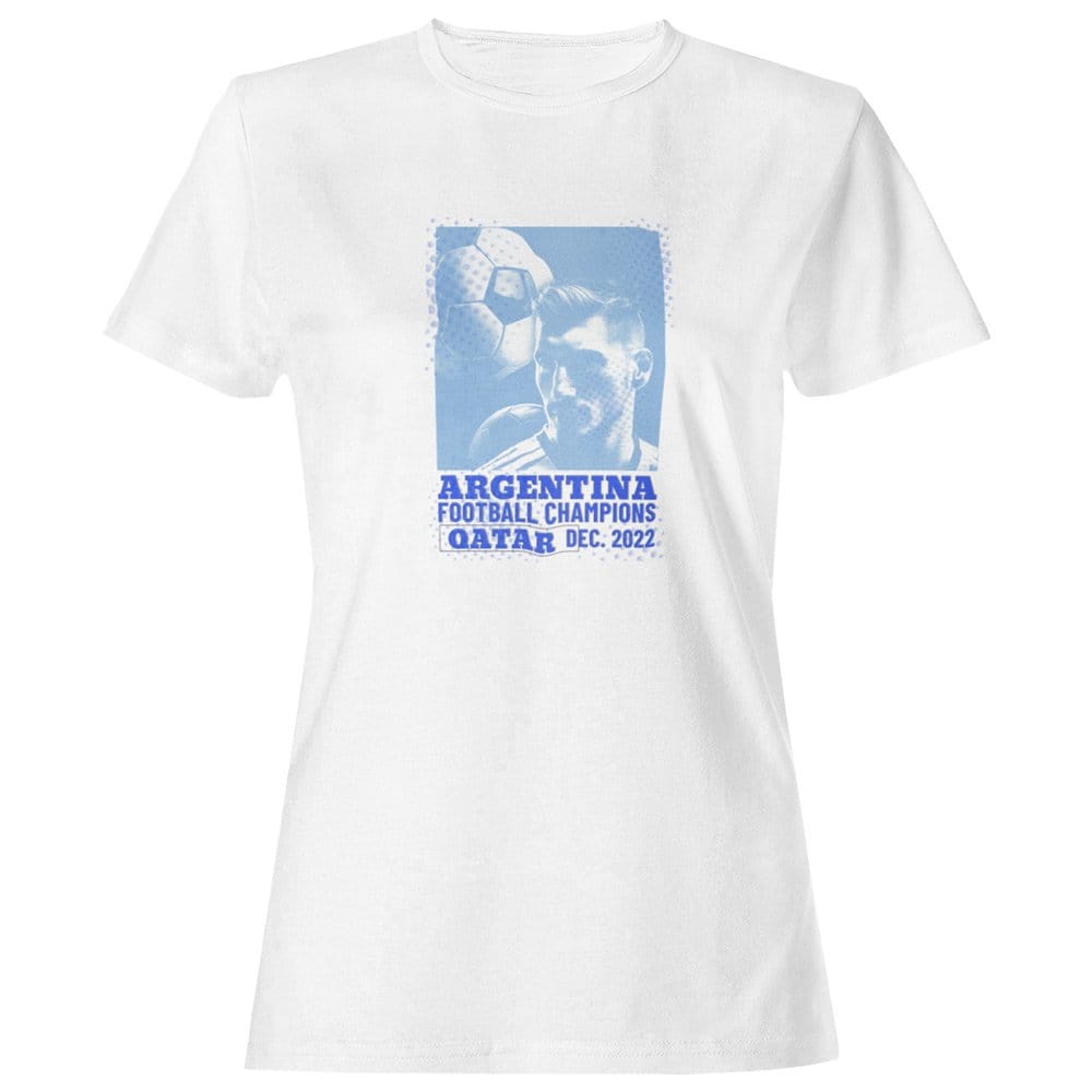 EqualLife Pure Cotton Bio-Washed T-Shirt Chest Printed-Football Series - The 2022 World Champion Argentina Design No.2-by ZingerTees-Women-EL9120234-F