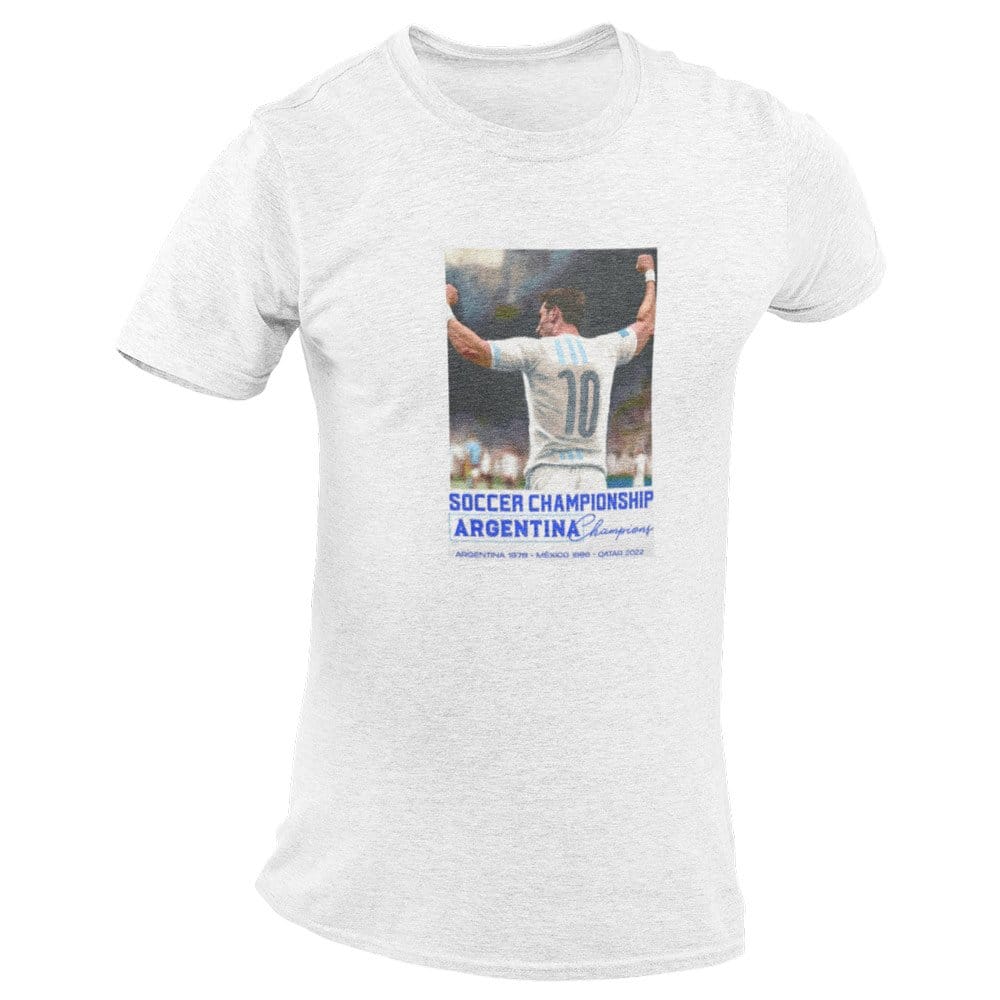EqualLife Pure Cotton Bio-Washed T-Shirt Chest Printed-Football Series - The 2022 World Champion Argentina Design No.1-by ZingerTees-Men-EL9120233-M