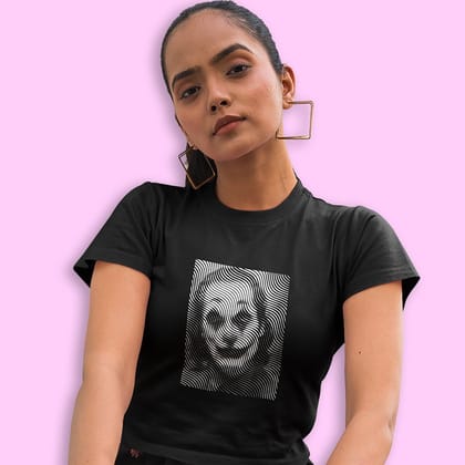 EqualLife Pure Cotton Bio-Washed Chest Printed T-Shirt - Illusion Art - The Joker Design 3 - by ZingerTees-Women-EL9120571-F