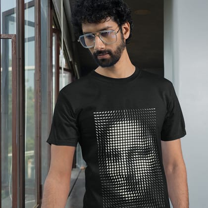 EqualLife Pure Cotton Bio-Washed Chest Printed T-Shirt - Illusion Art - Mona Lisa Design 2 - by ZingerTees-Men-EL9120570-M