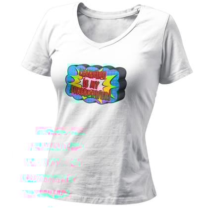EqualLife Pure Cotton Bio-Washed T-Shirt Chest Printed-Ninja Girl Series 2 - Learning is my Superpower Design-by ZingerTees-Fo-Women-EL9120103-F