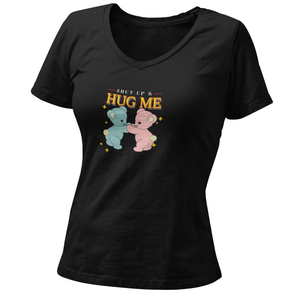 EqualLife Pure Cotton Bio-Washed T-Shirt Chest Printed-Teddy Bear Series 2- Hug Me Design-by ZingerTees-Fo-Women-EL9120104-F