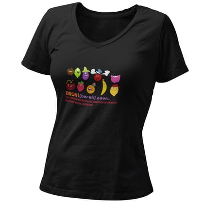 EqualLife Pure Cotton Bio-Washed T-Shirt Chest Printed-Ninja Girl Series 4 - Gen Z - BRUH! Meaning Design-by ZingerTees-Fo-Women-EL9120108-F