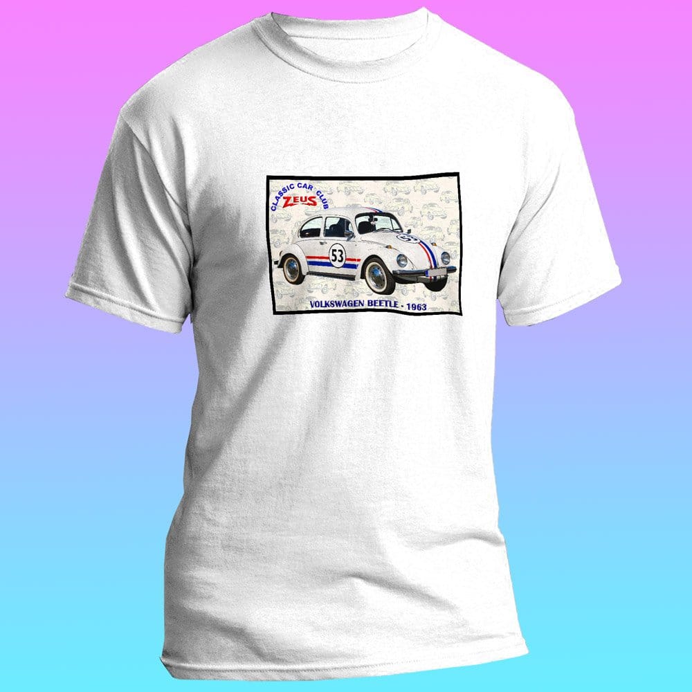 EqualLife Pure Cotton Bio-Washed T-Shirt Chest Printed-Classic Car-VW Beetle 1963-by ZingerTees-Men-EL9120037-M