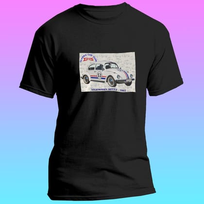 EqualLife Pure Cotton Bio-Washed T-Shirt Chest Printed-Classic Car-VW Beetle 1963-by ZingerTees-Women-EL9120037-F