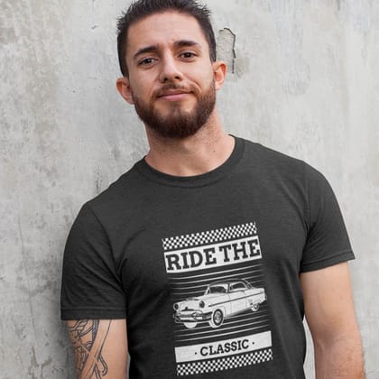 EqualLife Pure Cotton Bio-Washed T-Shirt Chest Printed-Classic Beauties Vintage Car Club Series - Design No.10-by ZingerT-Men-EL9120156-M