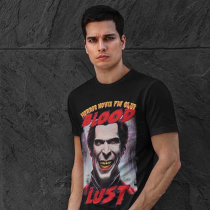 EqualLife Pure Cotton Bio-Washed T-Shirt Chest Printed-Horror Movie Club Series -1-Vampire Blood Lust Design-by ZingerTees-Men-EL9120165-M