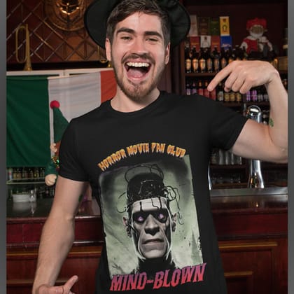 EqualLife Pure Cotton Bio-Washed T-Shirt Chest Printed-Horror Movie Club Series -3-Zombie Android Mind Blown Design-by ZingerTees-Men-EL9120167-M