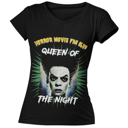 EqualLife Pure Cotton Bio-Washed T-Shirt Chest Printed-Horror Movie Club Series -5-Witch Queen of the Night Design-by ZingerTees-Women-EL9120169-F