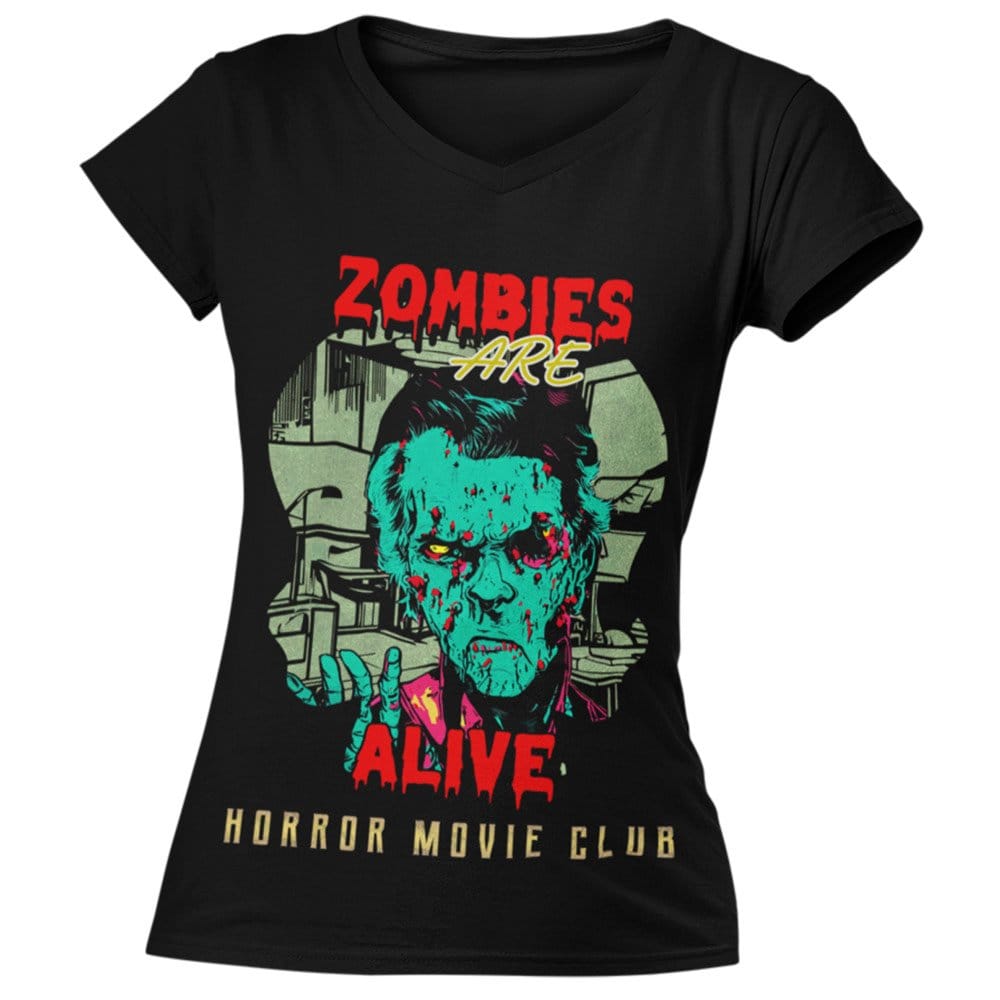 EqualLife Pure Cotton Bio-Washed T-Shirt Chest Printed-Horror Movie Club Series -8-Zombies are Alive Design-by ZingerTees-Women-EL9120172-F