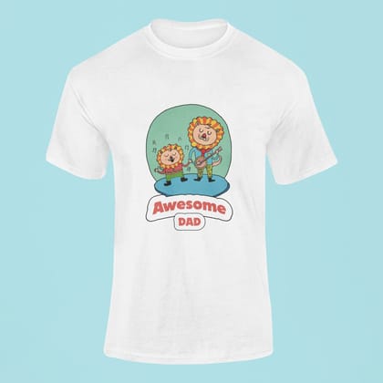 EqualLife Pure Cotton Bio-Washed T-Shirt Chest Printed-Awesome Dad-by ZingerTees--Men-EL9120064-M