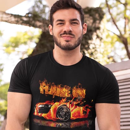 EqualLife Super Dry-fit Printed Jersey T-Shirt Chest Printed-Flame Art Series -3 - Flame On Design for Bikers-by ZingerTees-Men-EL9120159-M