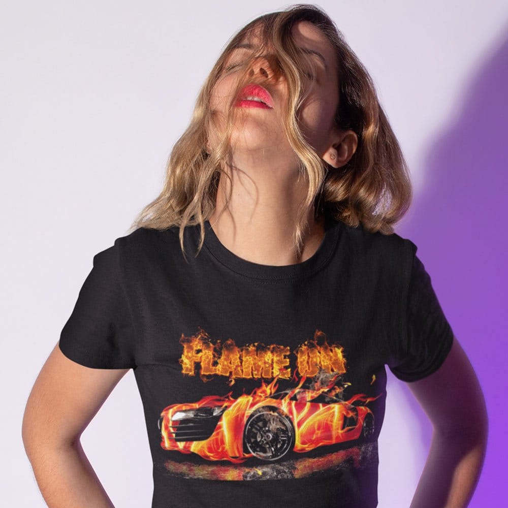 EqualLife Super Dry-fit Printed Jersey T-Shirt Chest Printed-Flame Art Series -3 - Flame On Design for Bikers-by ZingerTees-Women-EL9120159-F