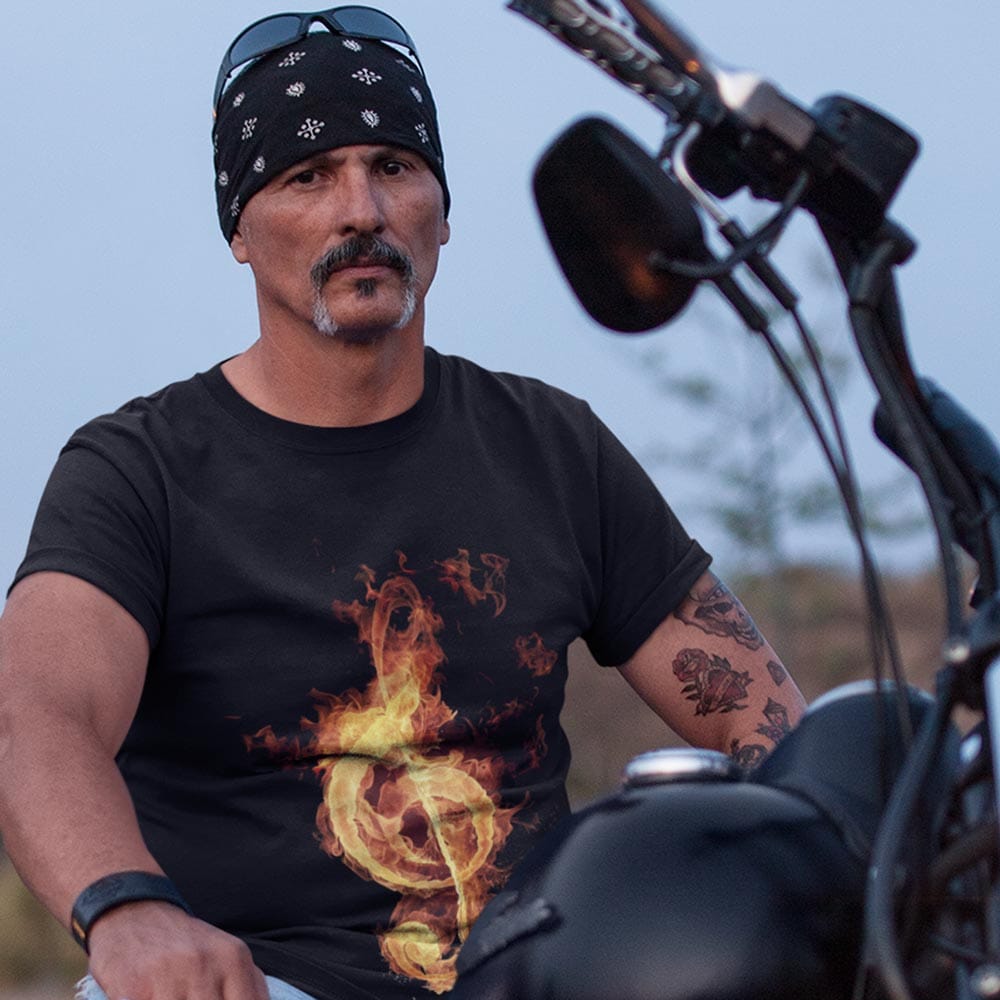 EqualLife Super Dry-fit Printed Jersey T-Shirt Chest Printed-Flame Art Series -5 - Flaming Music for Bikers-by ZingerTees-Men-EL9120161-M