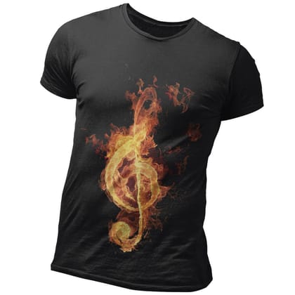 EqualLife Super Dry-fit Printed Jersey T-Shirt Chest Printed-Flame Art Series -5 - Flaming Music for Bikers-by ZingerTees-Women-EL9120161-F