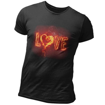 EqualLife Super Dry-fit Printed Jersey T-Shirt Chest Printed-Flame Art Series -6 - Flaming Love for Bikers-by ZingerTees-Women-EL9120162-F