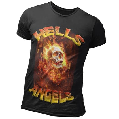 EqualLife Super Dry-fit Printed Jersey T-Shirt Chest Printed-Flame Art Series -7 - Flaming Hell Angels for Bikers-by ZingerTees-Men-EL9120163-M