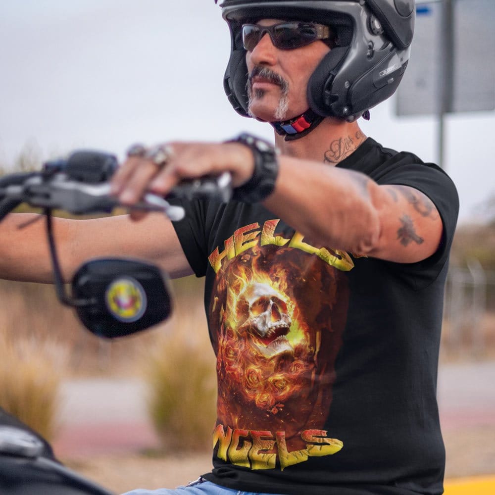 EqualLife Super Dry-fit Printed Jersey T-Shirt Chest Printed-Flame Art Series -7 - Flaming Hell Angels for Bikers-by ZingerTees-Men-EL9120163-M