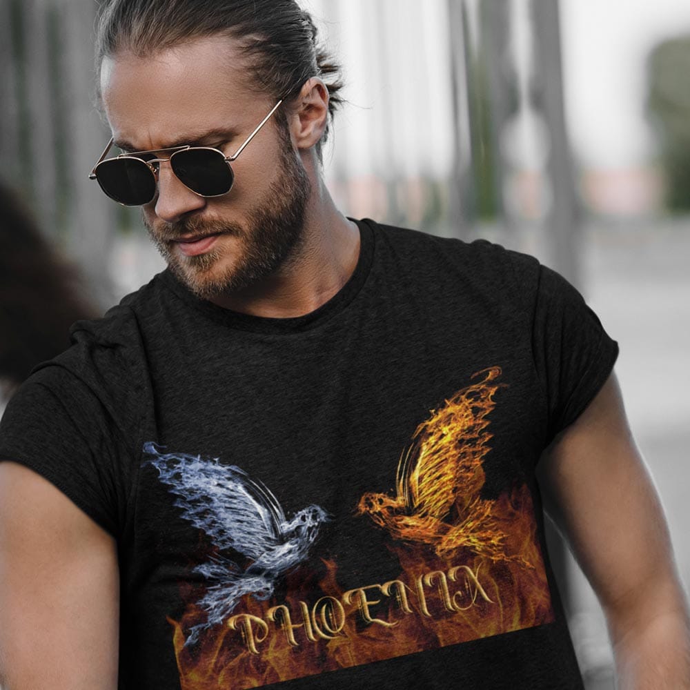 EqualLife Super Dry-fit Printed Jersey T-Shirt Chest Printed-Flame Art Series -8 - Flaming Phoenix for Bikers-by ZingerTees-Men-EL9120164-M