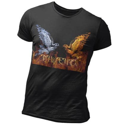 EqualLife Super Dry-fit Printed Jersey T-Shirt Chest Printed-Flame Art Series -8 - Flaming Phoenix for Bikers-by ZingerTees-Women-EL9120164-F