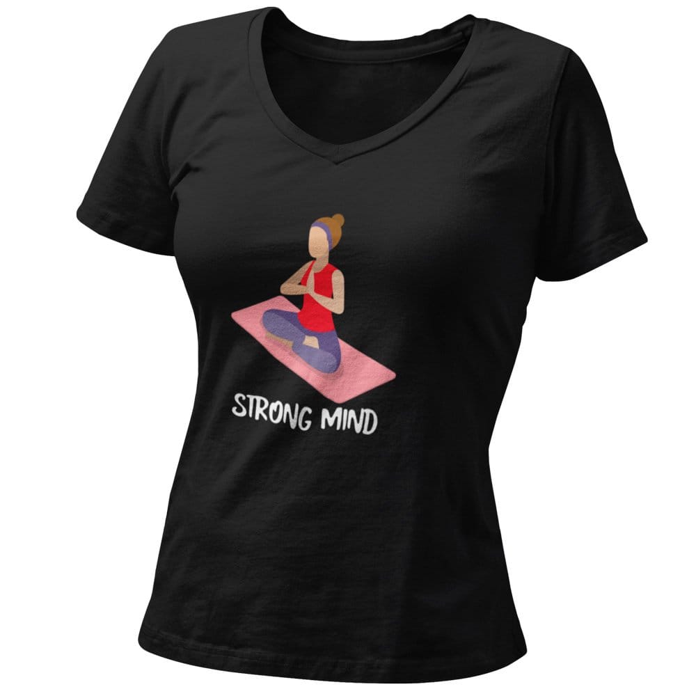 EqualLife Pure Cotton Bio-Washed T-Shirt Chest Printed-Gym Wear Series - 1 - Yoga - Strong Mind Design-by ZingerTee-Women-EL9120176-F